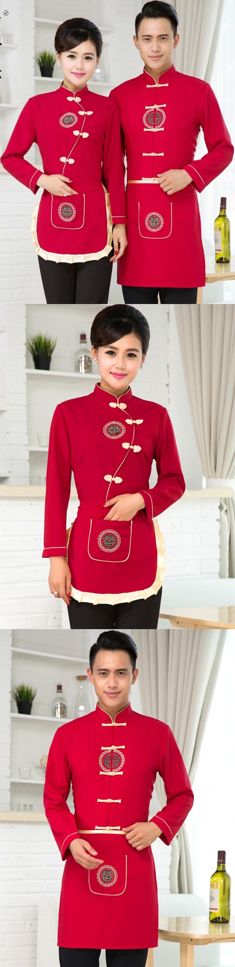 Mandarin Style Restaurant Uniform-Top (Crismon)