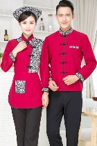 Mandarin Style Restaurant Uniform-Top (Crimson)