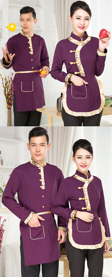 Mandarin Style Restaurant Uniform-Top (Purple)