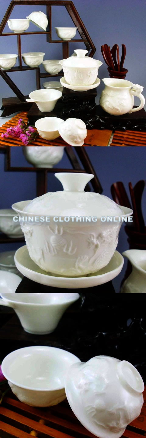 Fine Bone Porcelain Embossed Tea Set