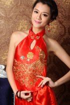 Bargain - Embroidery Mandarin Collar Halter Top