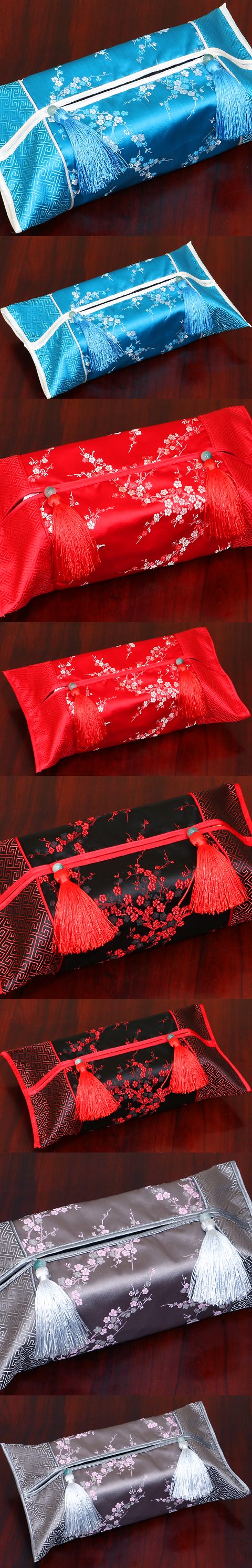 Chinese Plum Blossom Embroidery Tissue Cover