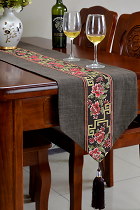 Chinese Ethnic Embroidery Linen Cotton Table Runner (RM)