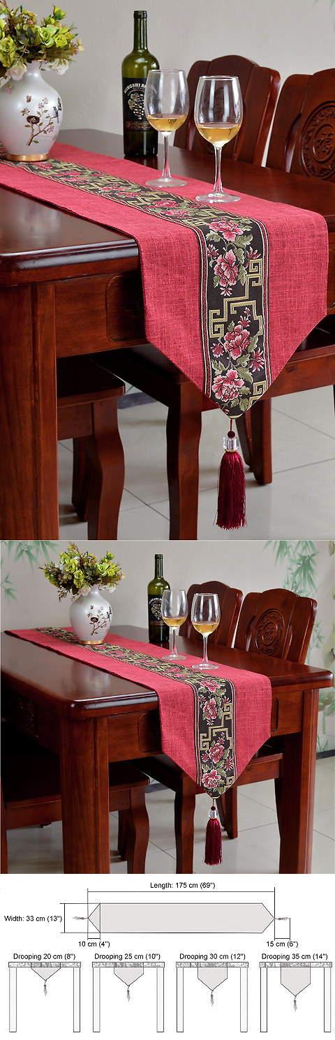 Chinese Ethnic Embroidery Linen Cotton Table Runner (RM)