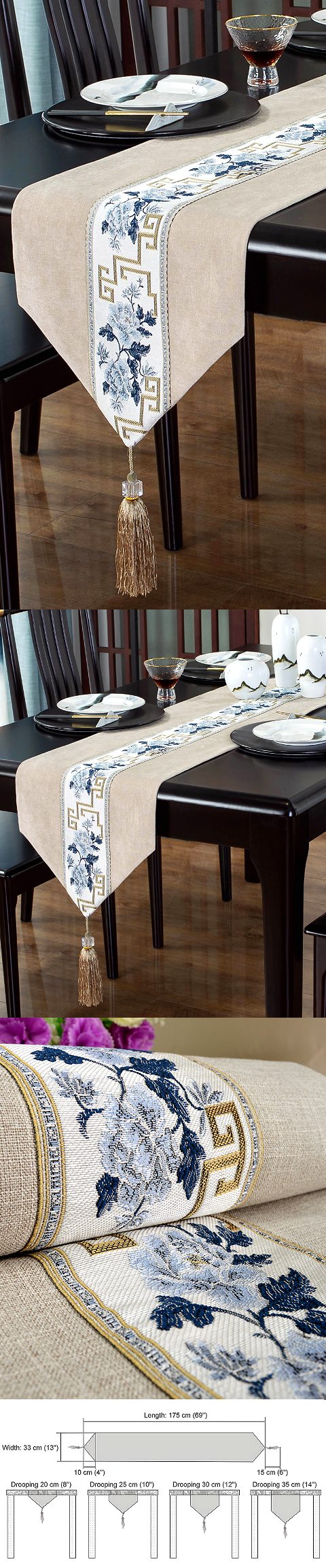 Chinese Ethnic Embroidery Linen Cotton Table Runner (RM)