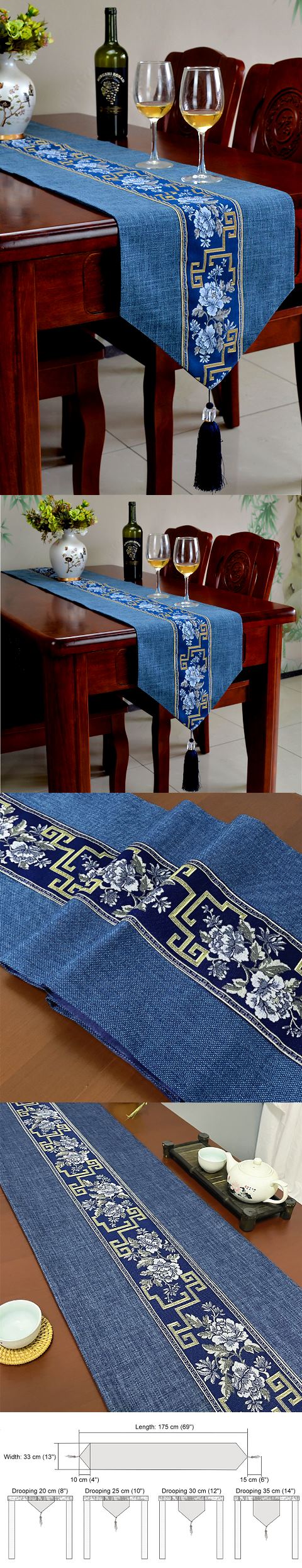 Chinese Ethnic Embroidery Linen Cotton Table Runner (RM)