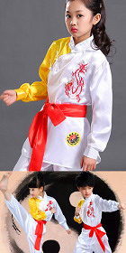 Kid's Dragon Embroidery Kung Fu Uniform with Sash (RM)