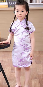 Bargain - Girl's Plumb Blossom Cheongsam Dress (Orchid)