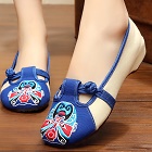 Low Heel Opera Mask Embroidery Shoes (Blue)