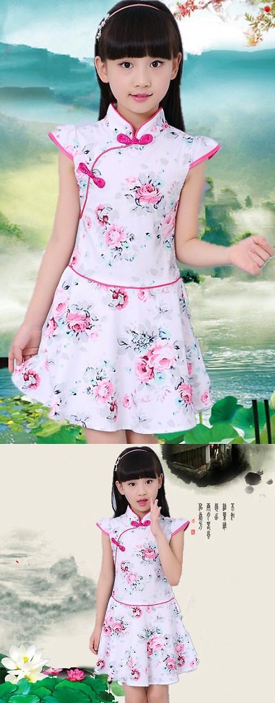 Girl's Floral Cheongsam Dress (RM)