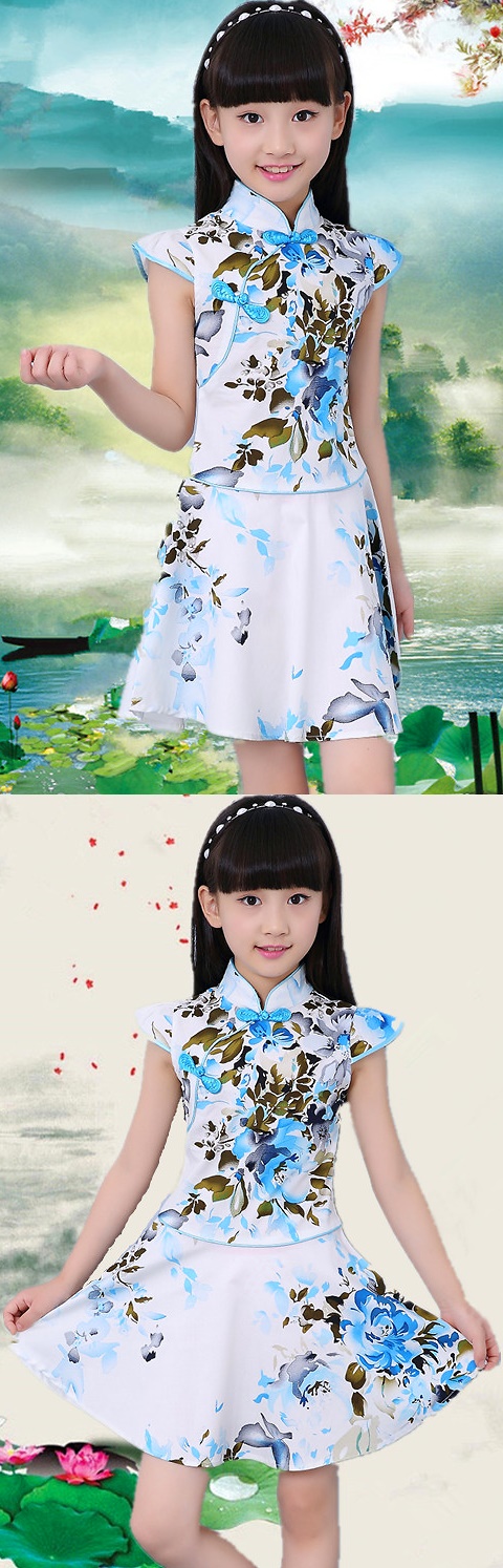 Girl's Floral Cheongsam Dress (RM)
