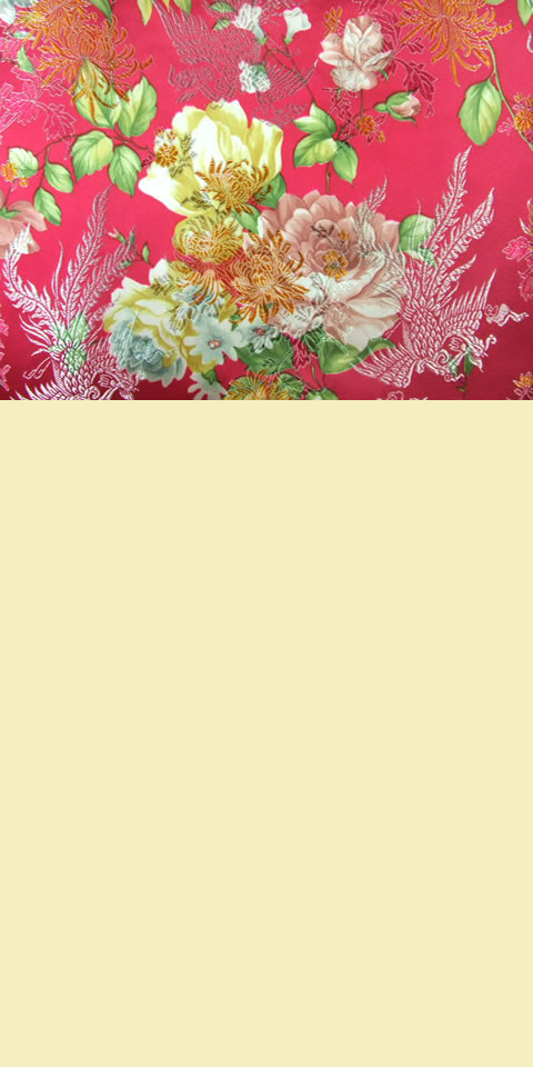 Fabric - Camellia & Small Phoenix Brocade