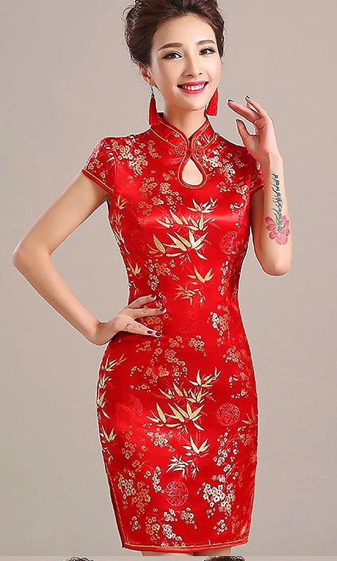 Fabric - Plum Blossom and Bamboo Brocade (Multicolor)