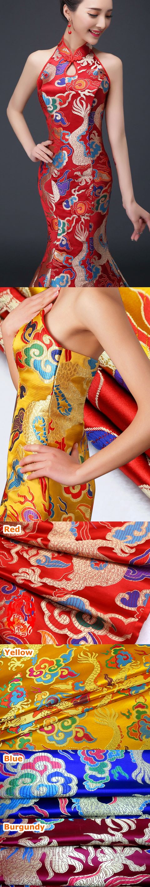 Fabric - Magnificent Large Dragon Brocade (Multicolor)