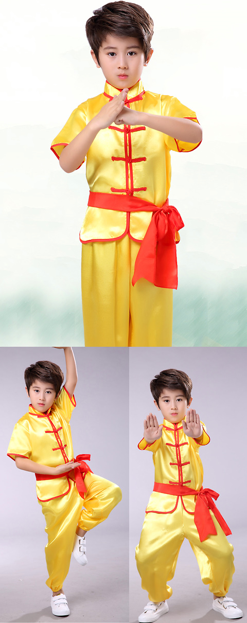 Kid's Short-sleeve Kung Fu Uniform with Sash (RM)