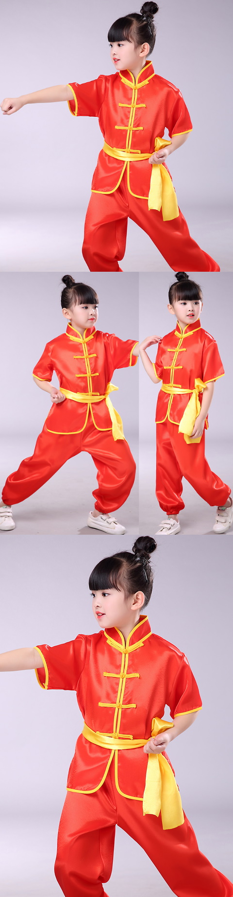 Kid's Short-sleeve Kung Fu Uniform with Sash (RM)