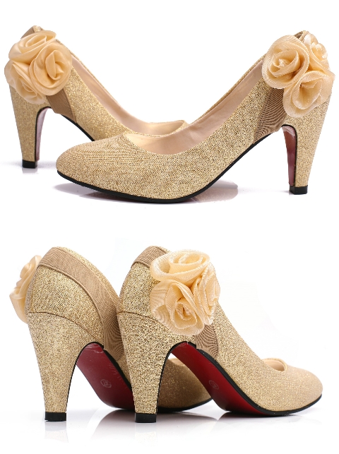 High Heel Ribbon Flower Shoes
