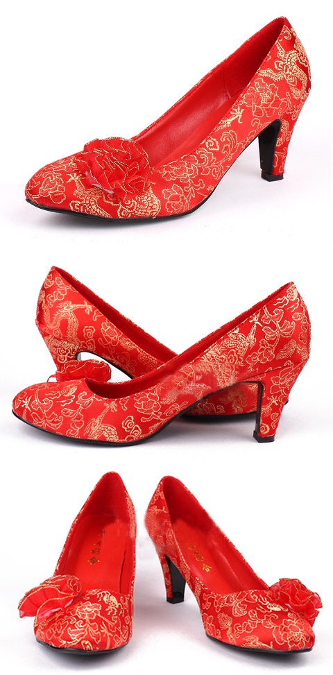 High Heel Brocade Vamp Shoes