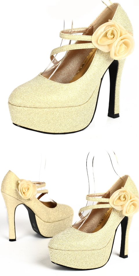 High Heel Ribbon Flower Shoes