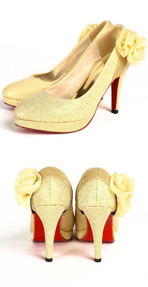 High Heel Ribbon Flower Shoes