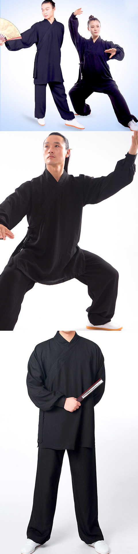 Wudang Taoist Bamboo Linen Binding-cuff Short Robe Suit (RM)