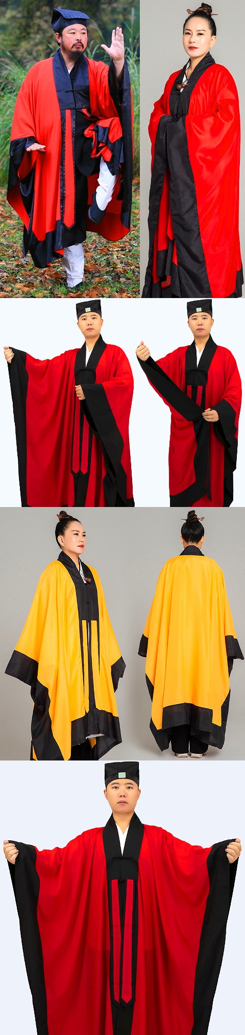 Wudang Taoist Long Manteau Robe with Purfle (dual-color) (RM)