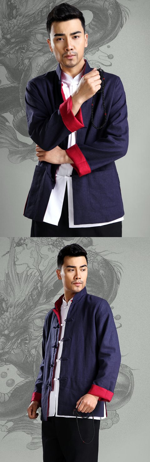 Mandarin Reversible Linen-cotton Jacket (RM)