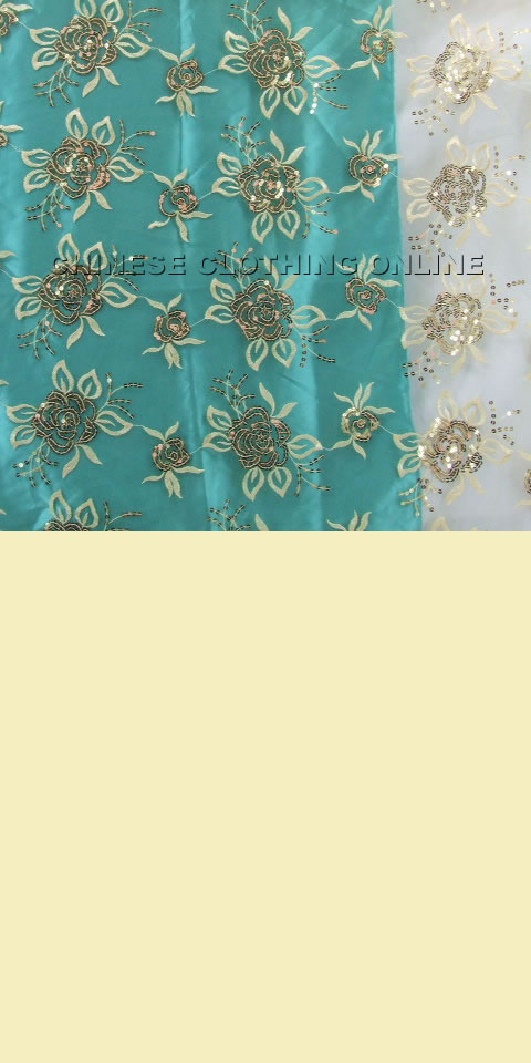 Fabric - See-through Embroidery Gauze w/ Paillettes (Wheat)