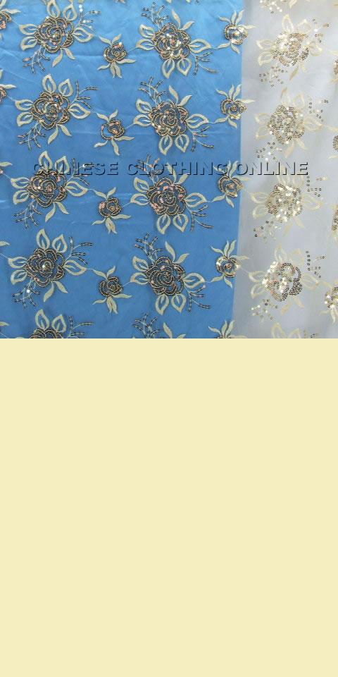Fabric - See-through Embroidery Gauze w/ Paillettes (Wheat)