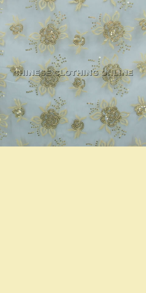 Fabric - See-through Embroidery Gauze w/ Paillettes (Wheat)