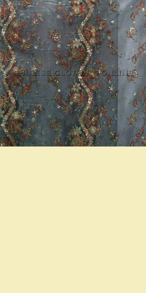 Fabric - See-through Embroidery Gauze w/ Paillettes (Black)