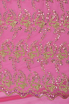 Fabric - See-through Embroidery Gauze w/ Paillettes (Pink)