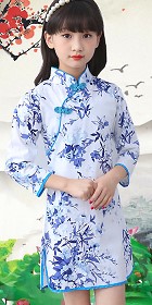 Girl's Long-sleeve Floral Cheongsam Dress (RM)