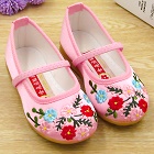 Girl's Flower Embroidery Shoes (Pink)