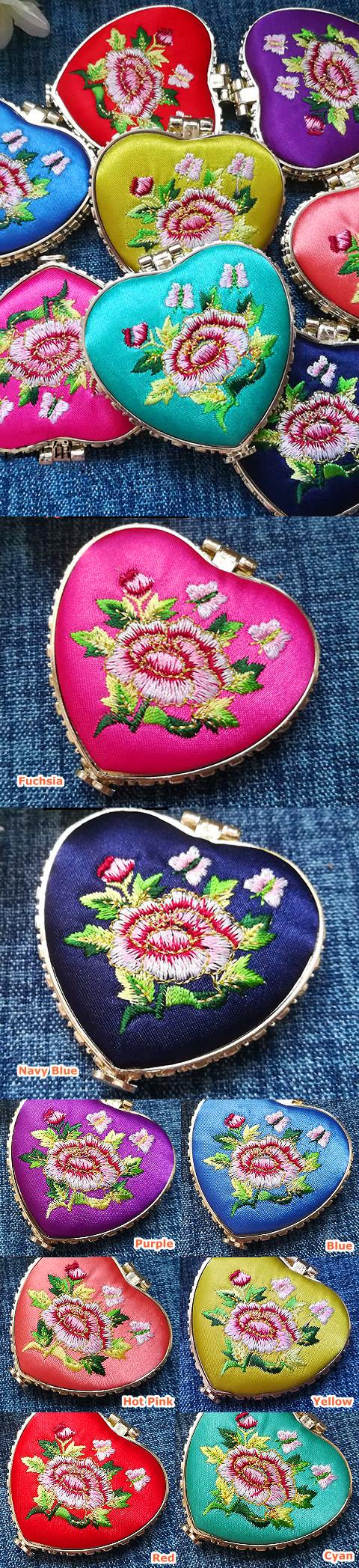 Mudan Peony Embroidery Compact Mirror (Multi-color)