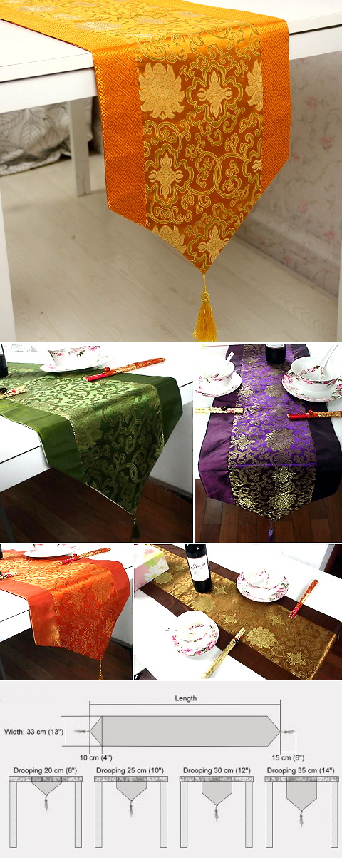 Chinese Ethnic Lotus Embroidery Table Runner (RM)