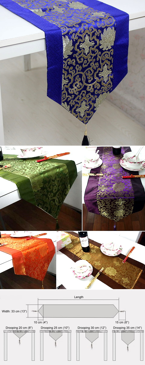 Chinese Ethnic Lotus Embroidery Table Runner (RM)
