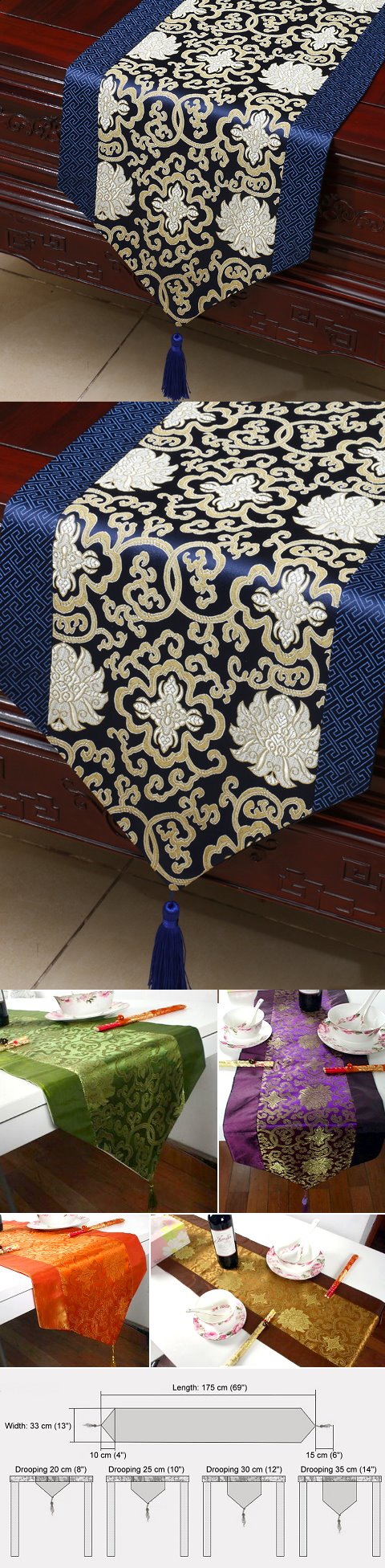 Chinese Ethnic Lotus Embroidery Table Runner (RM)