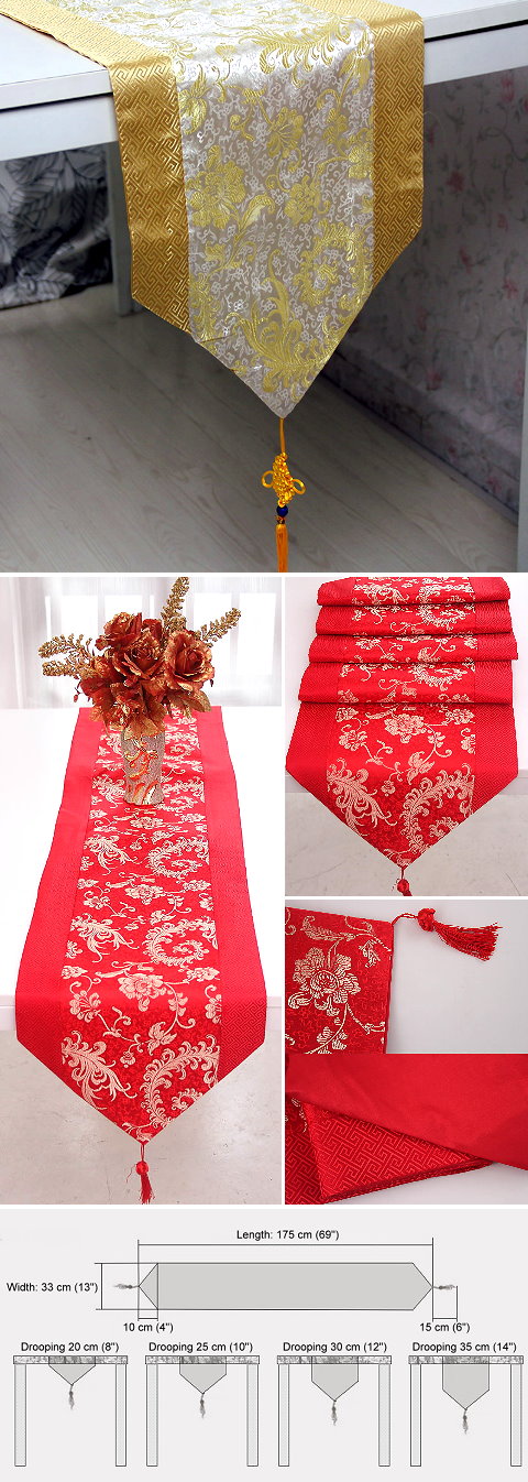 Chinese Ethnic Phoenix Tail Embroidery Table Runner (RM)