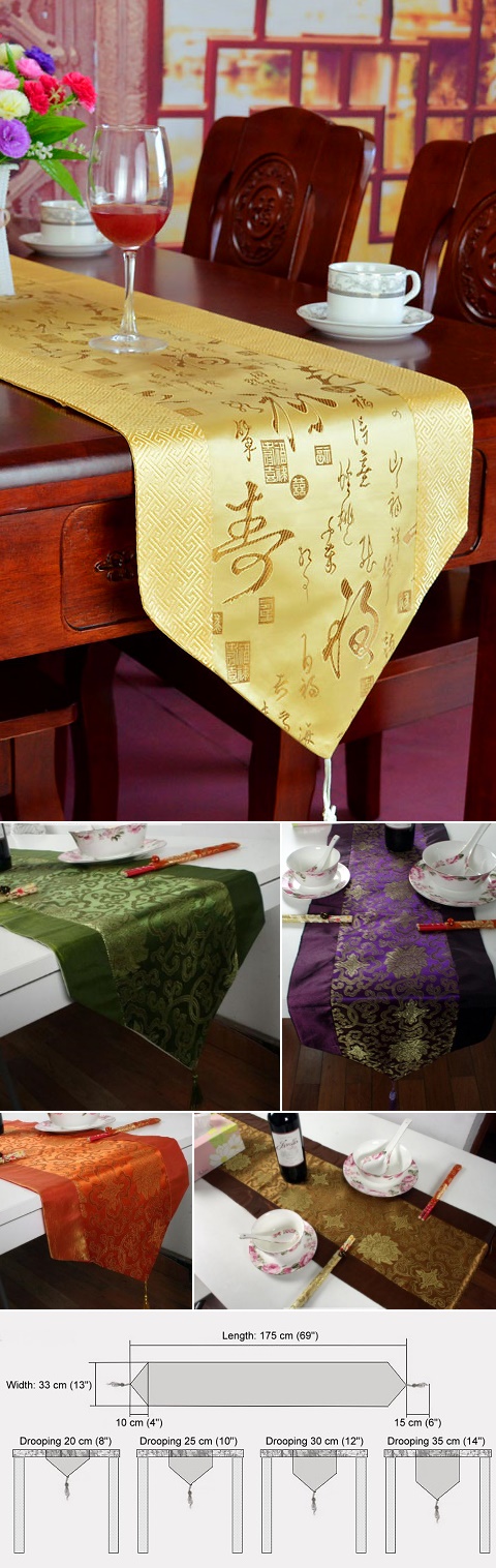 Chinese Ethnic Calligraphy Embroidery Table Runner (RM)