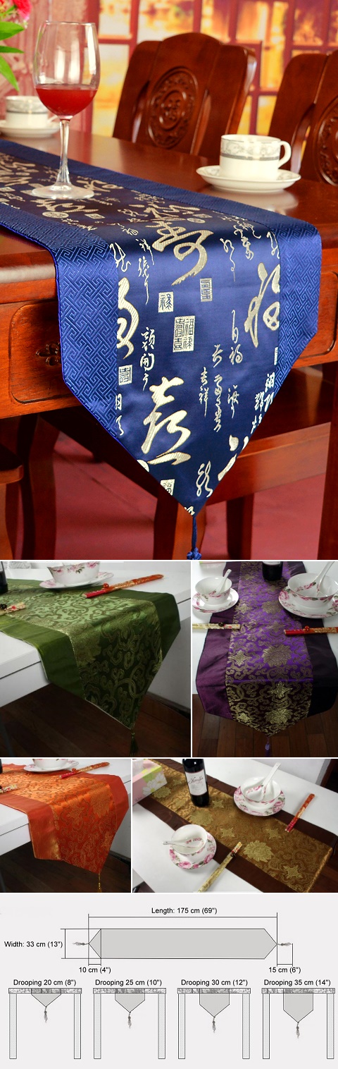 Chinese Ethnic Calligraphy Embroidery Table Runner (RM)