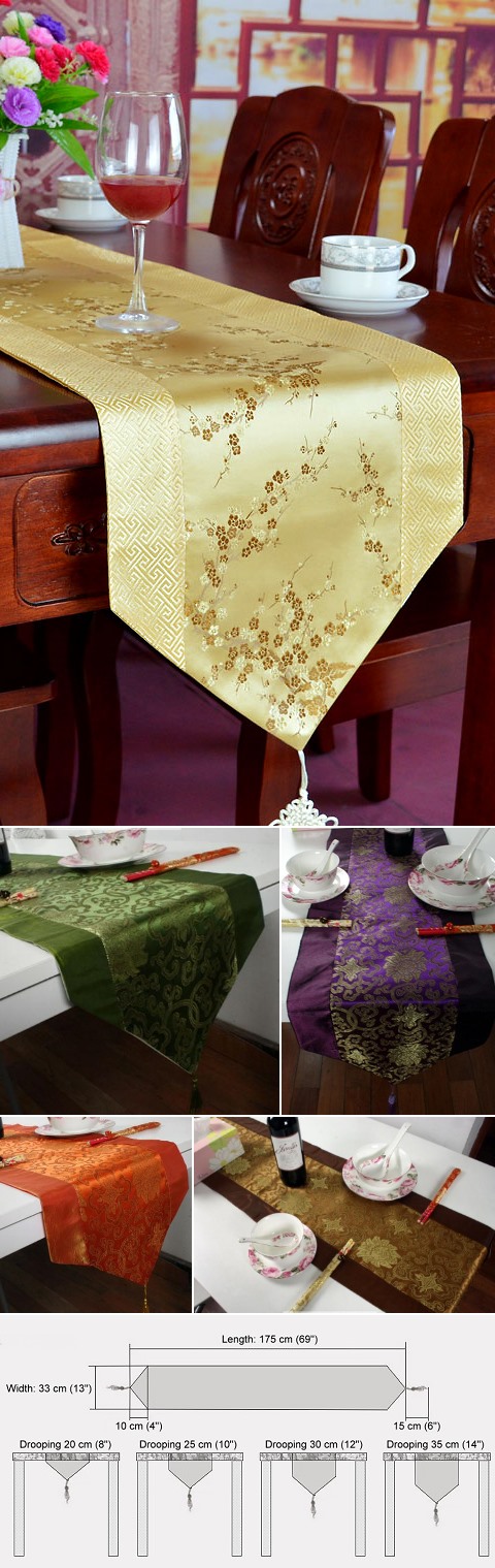 Chinese Ethnic Plum Blossom Embroidery Table Runner (RM)