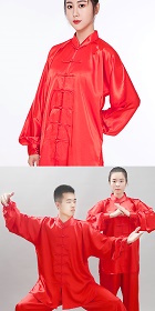 Professional Taichi Kungfu Uniform - Korean Silk - Red (RM)
