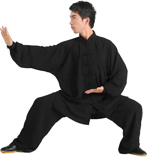 Professional Taichi Kungfu Uniform with Pants - Jiajia Cotton - Black (RM)
