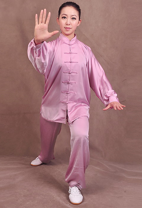 Professional Taichi Kungfu Uniform with Pants - Silk Fibroin Satin - Violet (RM)