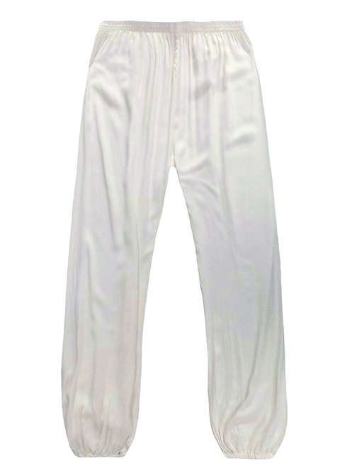 Professional Taichi Kungfu Pants - Korean Silk - White (RM)