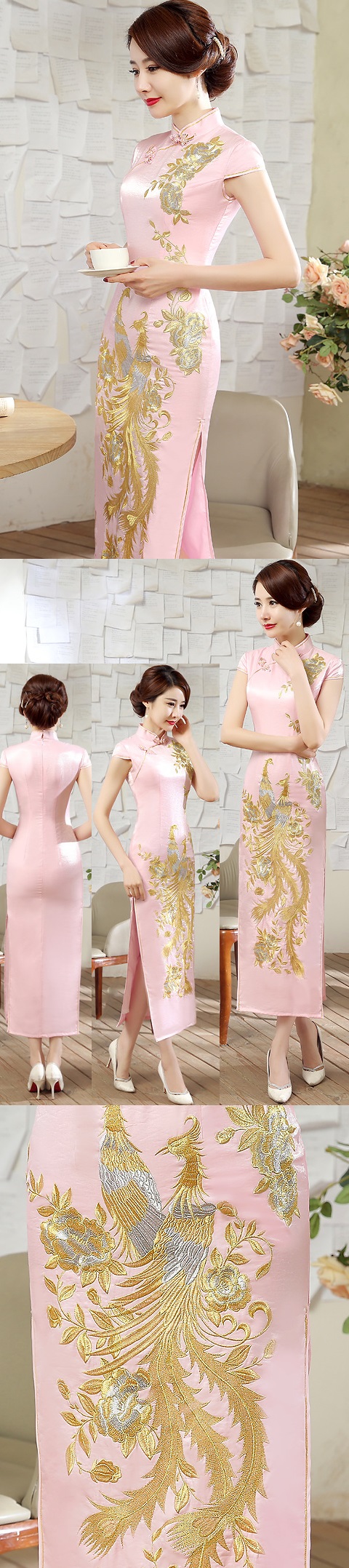 Cup-sleeve Gorgeous Phoenix Embroidery Cheongsam (RM)