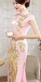 Cup-sleeve Gorgeous Phoenix Embroidery Cheongsam (RM)
