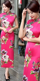 Cup-sleeve Silk Printing Cheongsam (RM)