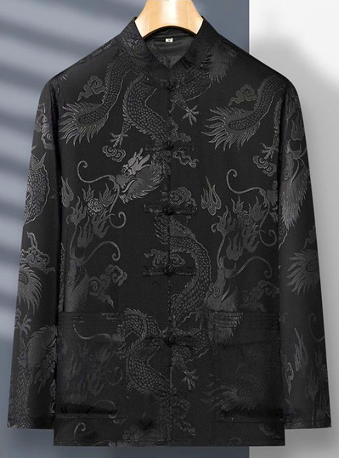 Shadow Dragon Jacquard Mandarin Shirt (RM)